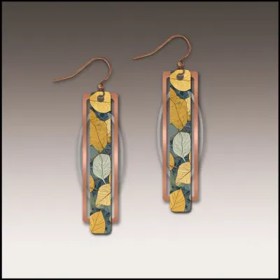 67CS3 Forest Floor Geometric Metal Accent Earrings