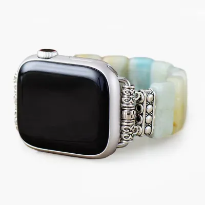 Amazonite Grace Stretch Apple Watch Strap Large 6.50-7.0 Inch Wrist