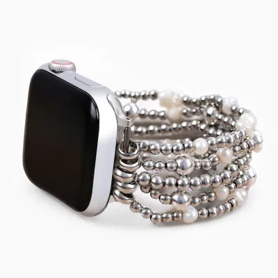 Shimmering Pearl Stretch Apple Watch Strap Large 6.50-7.0 Inch Wrist
