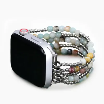 Amazonite Brillance Stretch Apple Watch Strap Large 6.50-7.0 Inch Wrist