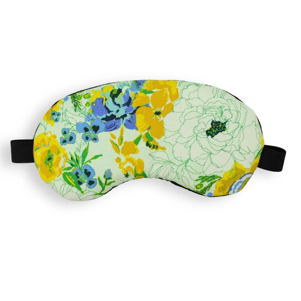 Eye Mask - 414 | Yellow Peony on Seafoam