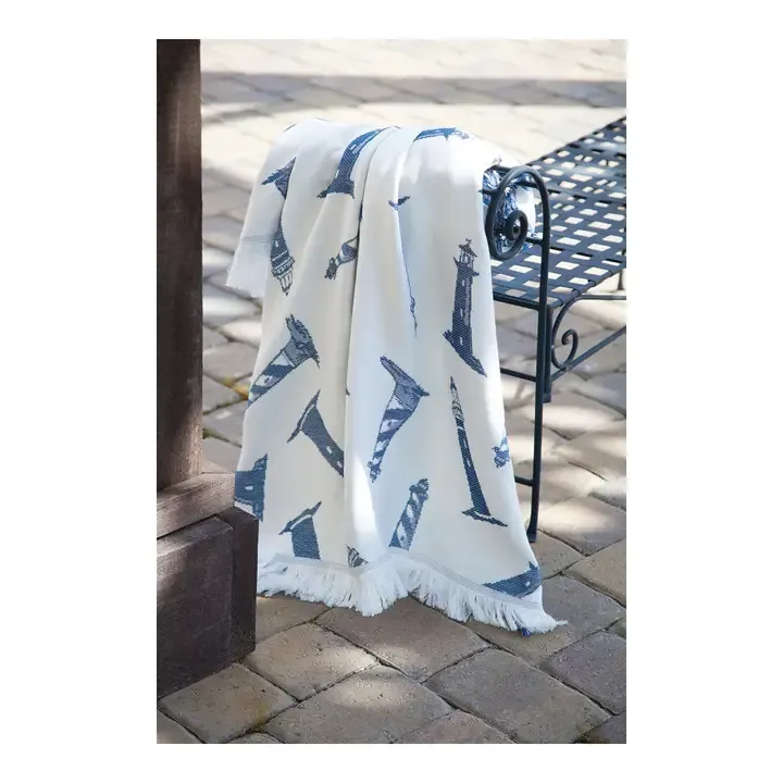 Lighthouse Navy -48X60 Rayon Throw