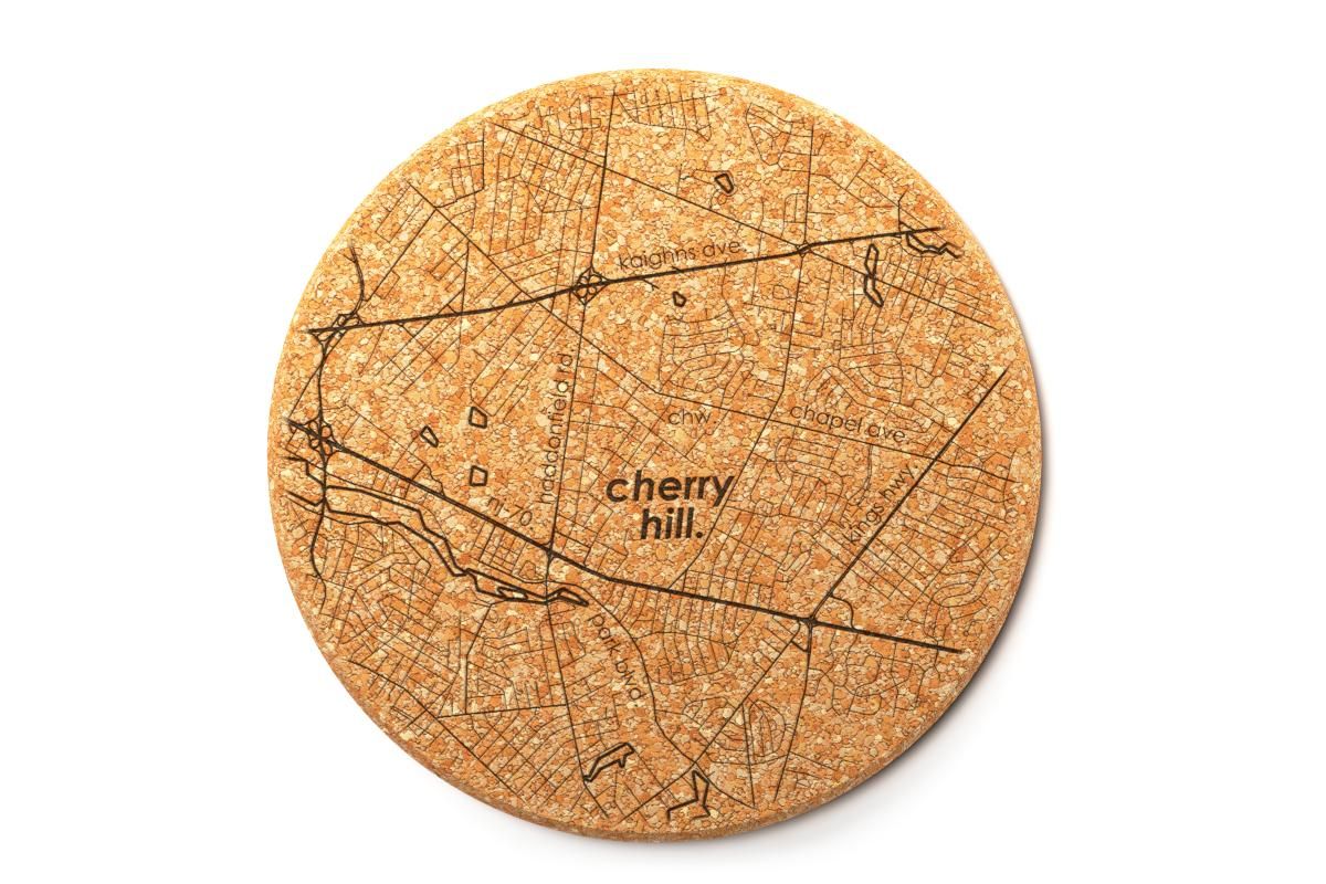 Cherry Hill cork coaster