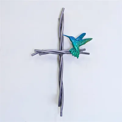 Hummingbird and the Vine Cross - Green/Blue Hummingbird and the Vine Cross - Green/Blue