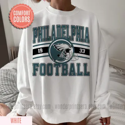 Philly Football Vintage Sweatshirt MD White