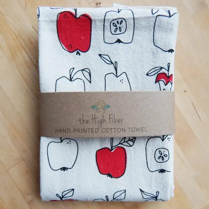 Apple Handprinted Cotton Towel Apple Handprinted Cotton Towel