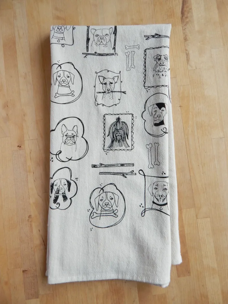 Dog Handprinted Cotton Towel
