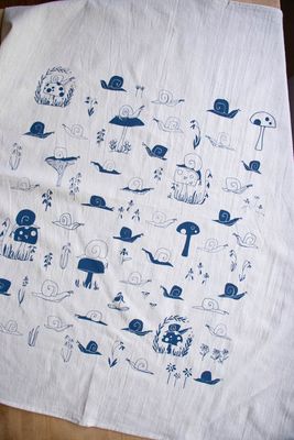 Snails Handprinted Cotton Kitchen Towel Snails Handprinted Cotton Kitchen Towel