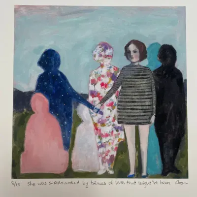 She was surrounded by traces of lives that might’ve been - print - 8 by 10