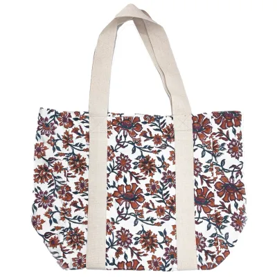 Block-Printed Canvas Bag - Amber Amaryllis
