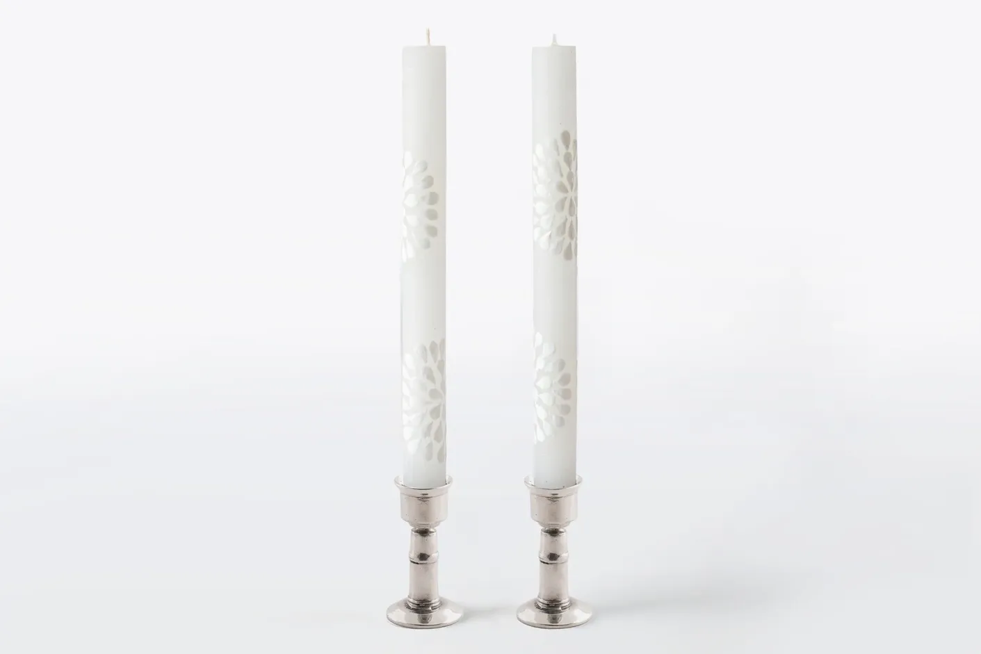 White on White Candle - Taper 9&quot; Pair (8 hour burn time)
