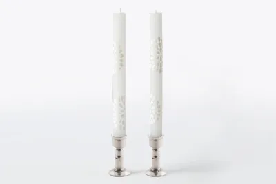 White on White Candle - Taper 9&quot; Pair (8 hour burn time)