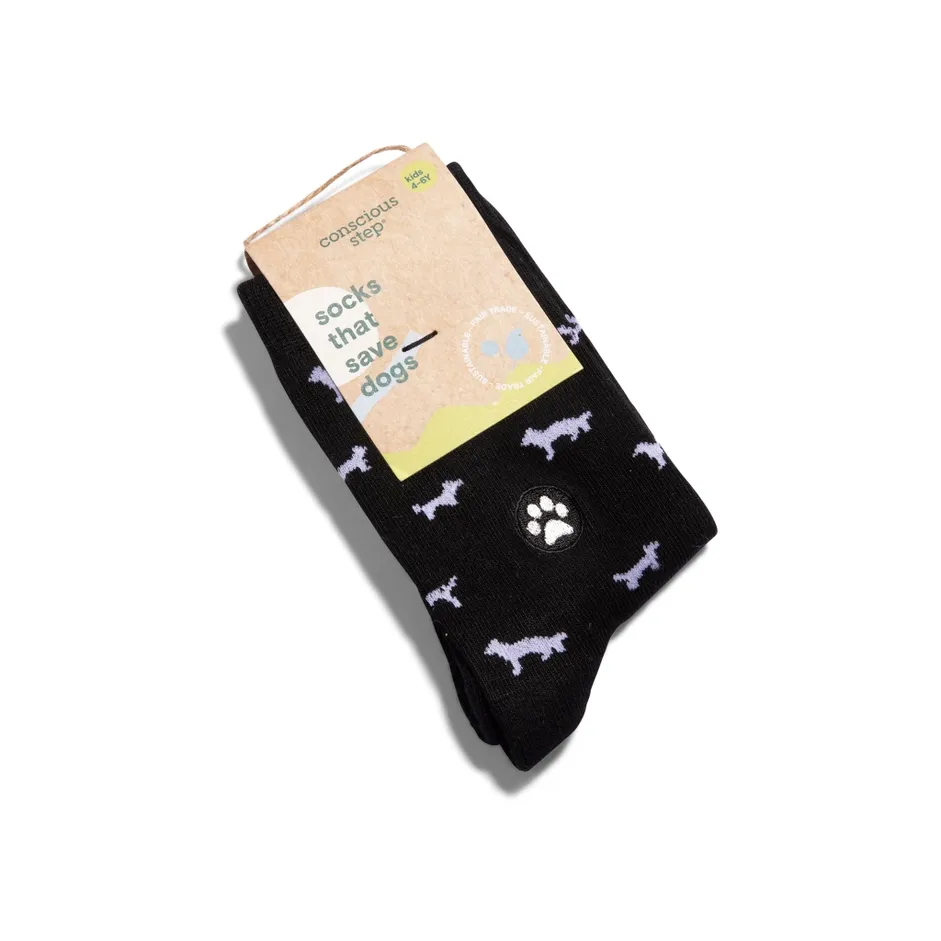Kids Socks that Save Dogs (Black Dogs) - Youth