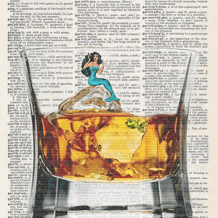 MERMAID ON ROCKS PRINT