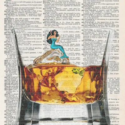 MERMAID ON ROCKS PRINT