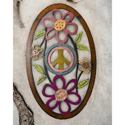 Peace Sign Wall Sign Flower Peace Sign Wall Sign Flower