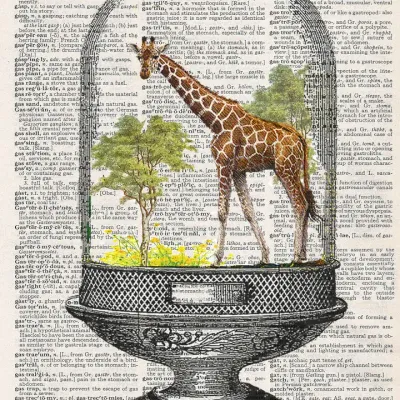 GIRAFFE UNDER GLASS PRINT