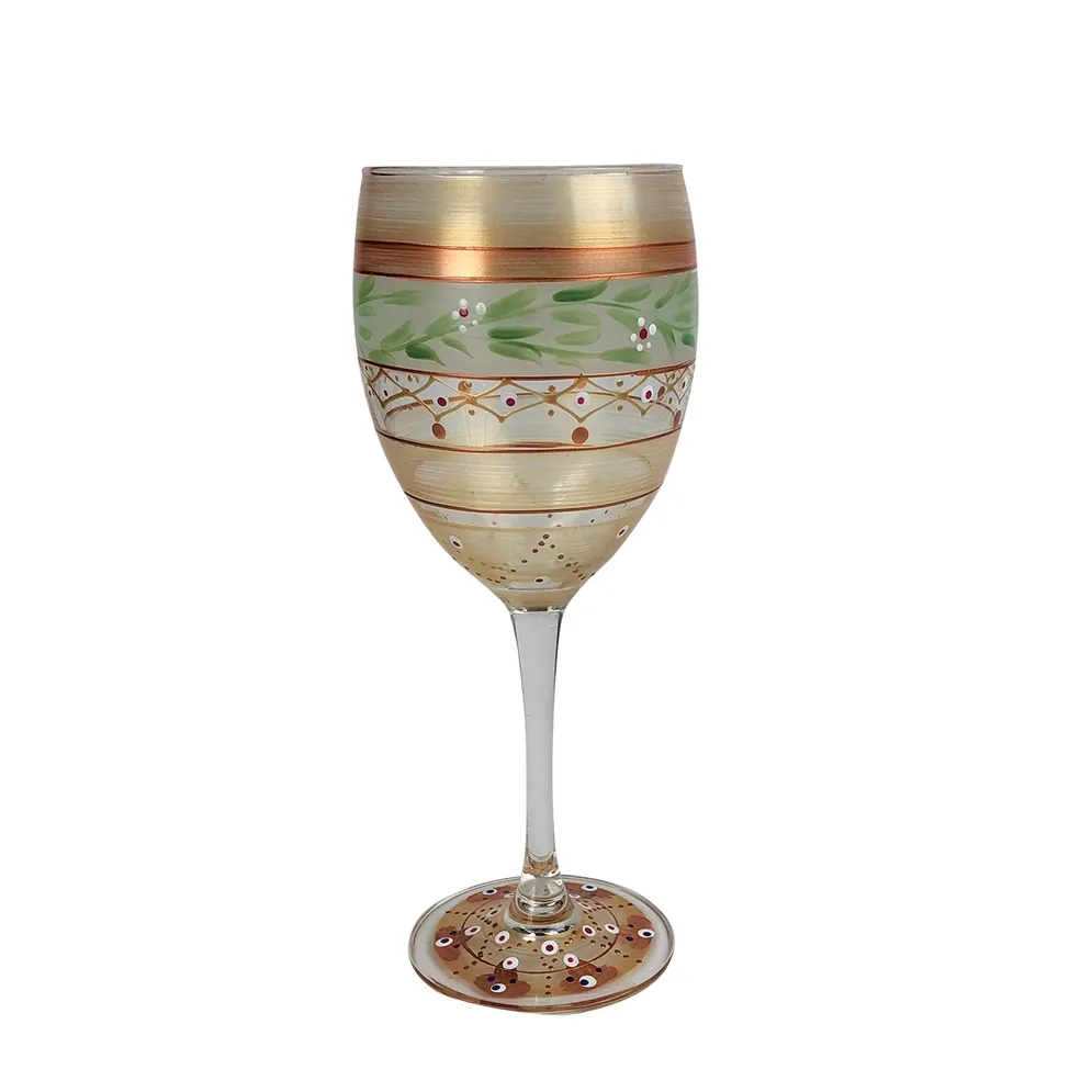 Moroccan Mosaic Gold Garland Wine Glasses