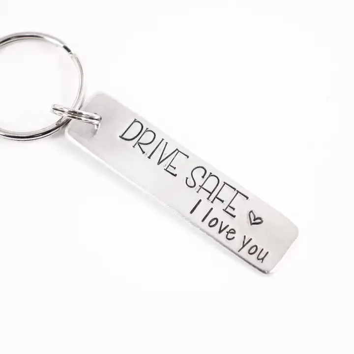 "Drive Safe, I love you" Hand Stamped Keychain "Drive Safe, I love you" Hand Stamped Keychain