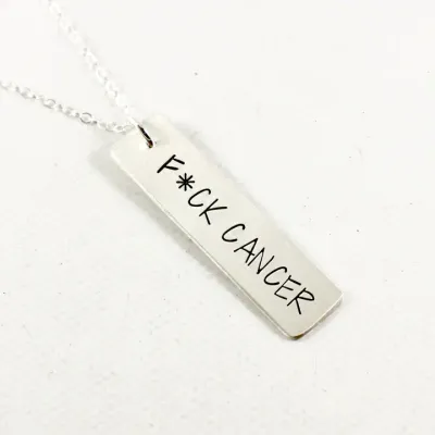 &quot;F*CK CANCER&quot; Custom Sterling Silver Necklace - 18&quot; Chain