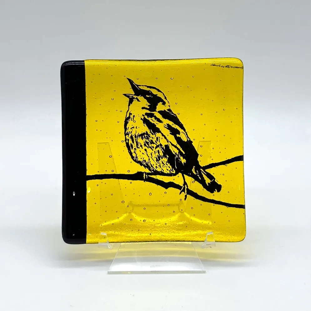 Birds | Warbler Fused Glass 4.5&quot; Catch-all Dish