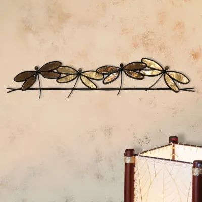 Dragonflies On A Wire Brown, Capiz & Metal, Indoor / Outdoor Dragonflies On A Wire Brown, Capiz & Metal, Indoor / Outdoor