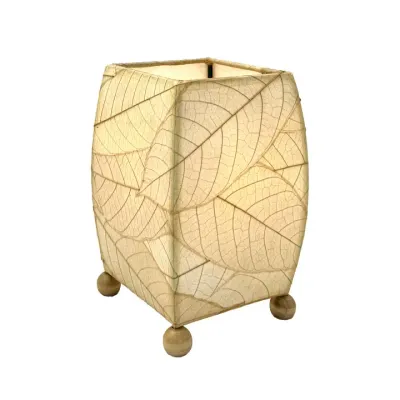 Mini Natural Square Cocoa Leaf Lamp, Cocoa Leaves on Shade Mini Natural Square Cocoa Leaf Lamp, Cocoa Leaves on Shade