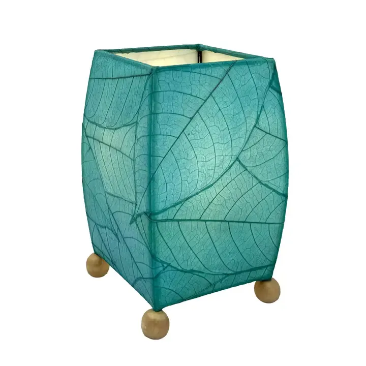 Mini Sea Blue Square Cocoa Leaf Lamp, Cocoa Leaves on Shade Mini Sea Blue Square Cocoa Leaf Lamp, Cocoa Leaves on Shade