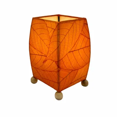 Mini Orange Square Cocoa Leaf Lamp, Cocoa Leaves on Shade Mini Orange Square Cocoa Leaf Lamp, Cocoa Leaves on Shade
