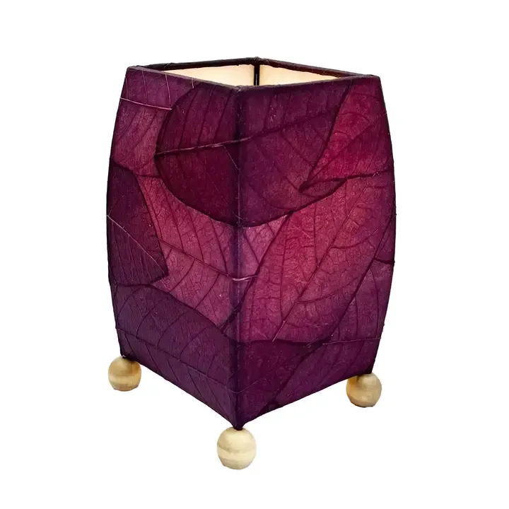 Mini  Purple Square Cocoa Leaf Lamp, Cocoa Leaves on Shade