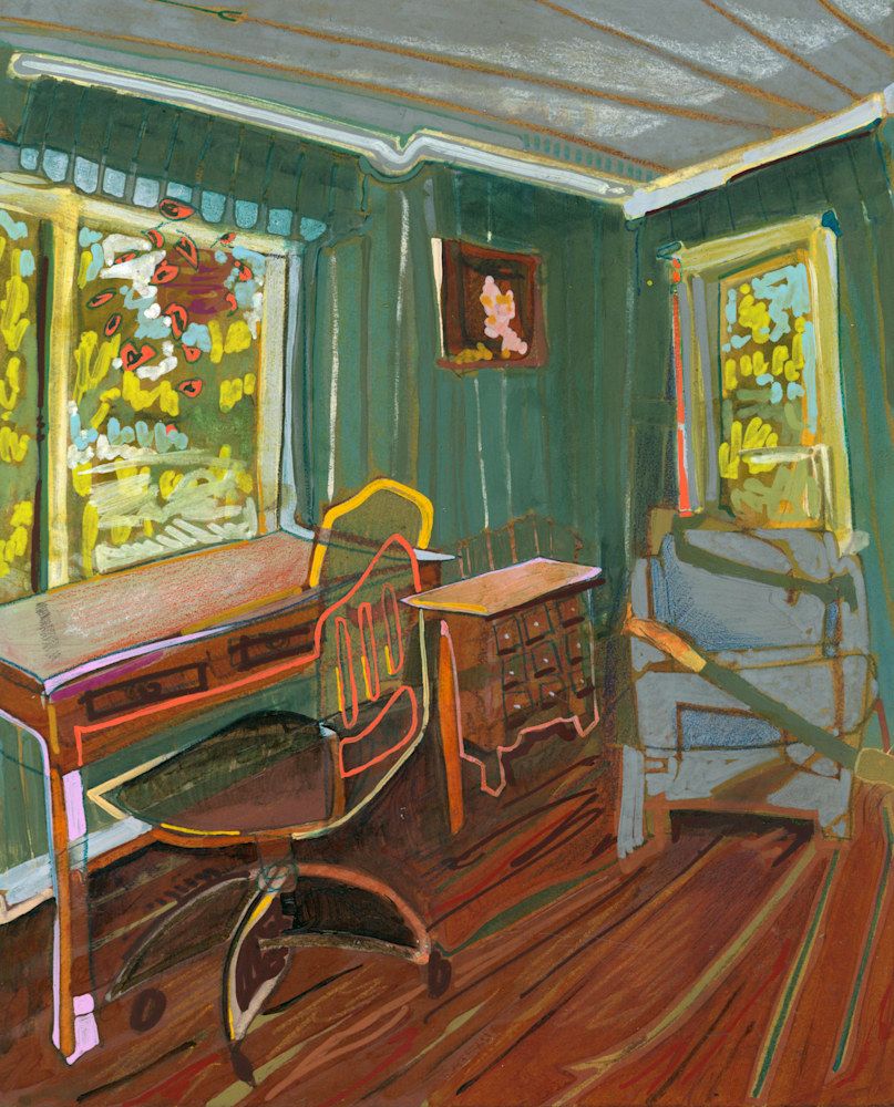 1504 Riverwood Dr  Watercolor And Acrylic On Panel 8x10