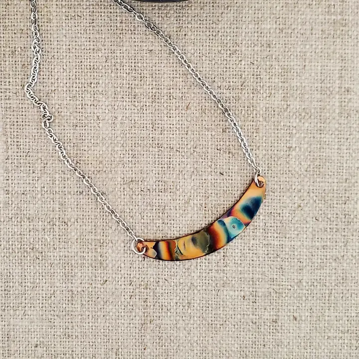 Flame Paint Mini Crescent Necklace