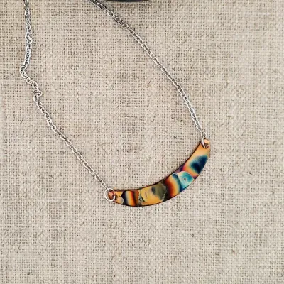 Flame Paint Mini Crescent Necklace