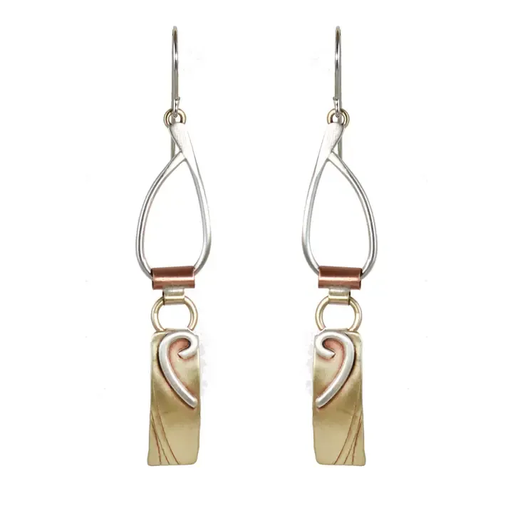 E3924 Jumping Thru Hoops Earrings Sterling and Brass