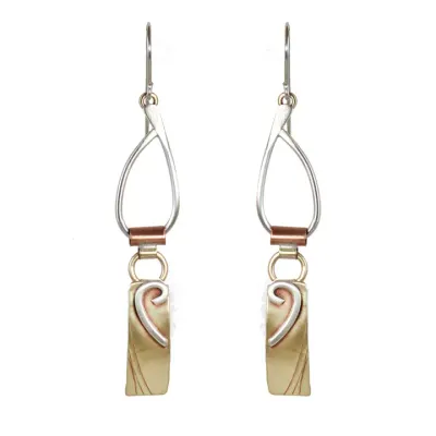 E3924 Jumping Thru Hoops Earrings Sterling and Brass