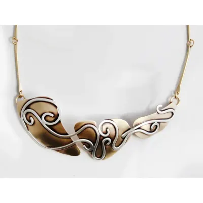 N3830 Garden Party Necklace Sterling and Brass