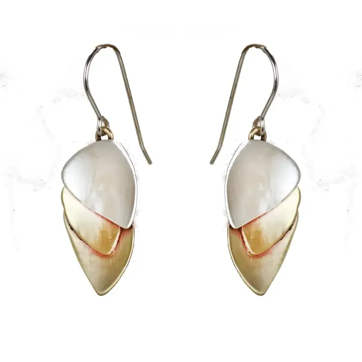 E3917 Deco Earrings Sterling and Brass