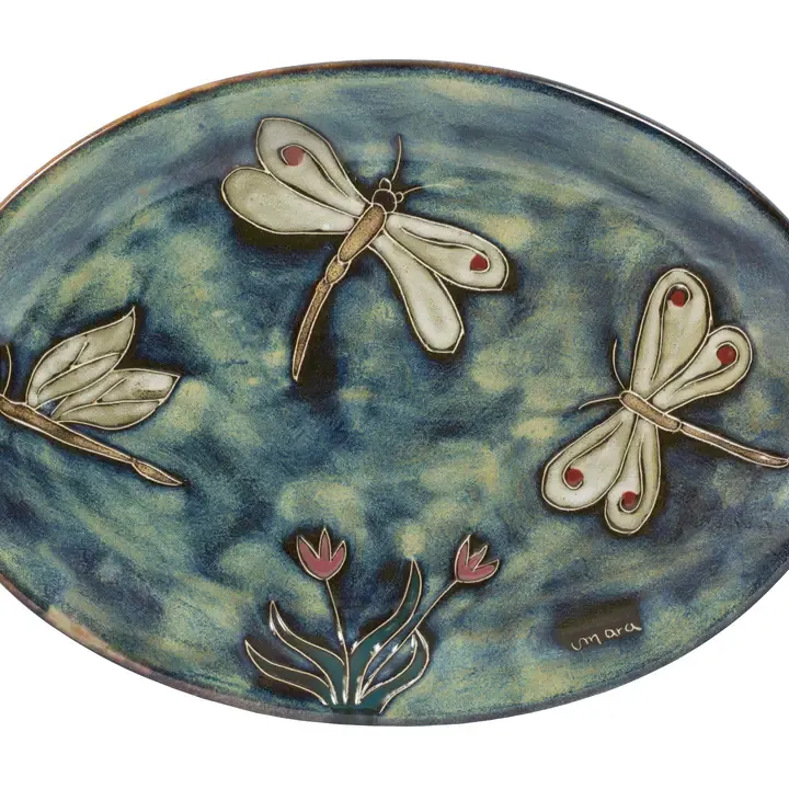13&quot; Oval Serving Platter - Dragonfly