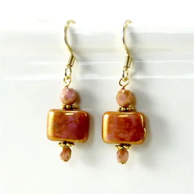 Square Earrings Coral Square Earrings Coral