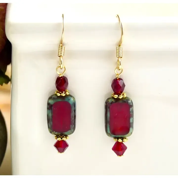 Rectangle Earrings Garnet Rectangle Earrings Garnet