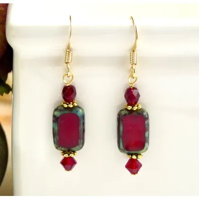 Rectangle Earrings Garnet Rectangle Earrings Garnet