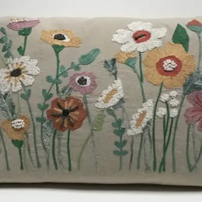 Pillow Applique/Embo 16X24&quot; Perennials
