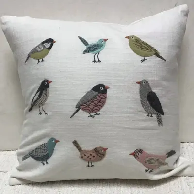 Pillow Applique/Embo 16&quot; Aviary Cream