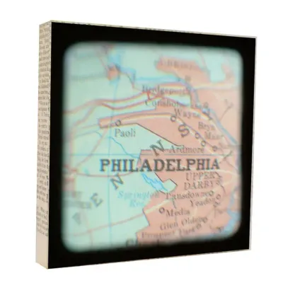 Philadelphia Map 5x5 Art Block | Handmade | Made in USA