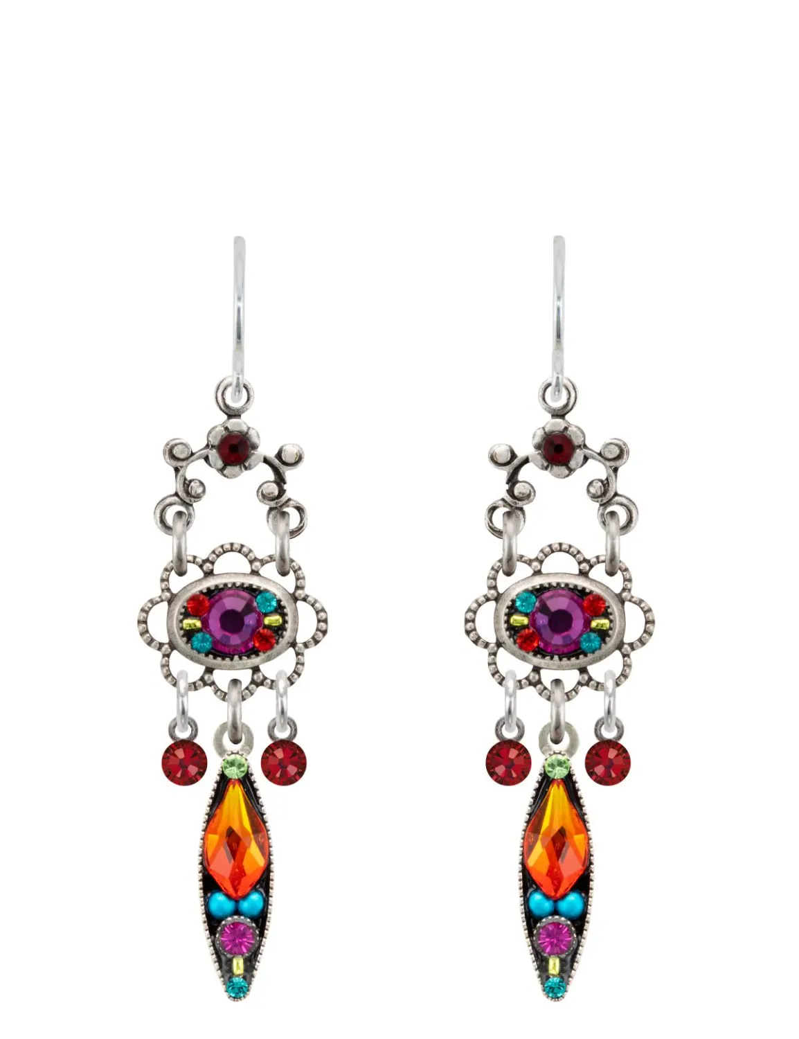 E409-MC Mini Chandelier Earrings-Multicolor