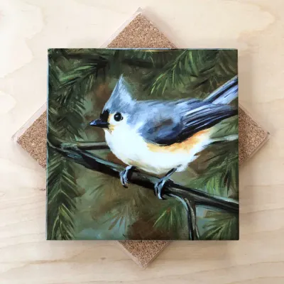 Titmouse in Pine Trivet