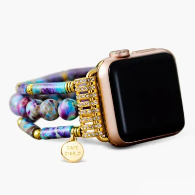 Periwinkle Jasper Stretch Apple Watch Strap Large 6.50-7.0 Inch Wrist