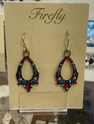 E414-MC Oval Hoop Earrings-Multicolor