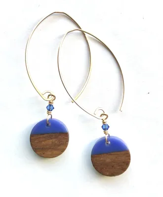 wood & resin - periwinkle / 14k gold fill wood & resin - periwinkle / 14k gold fill