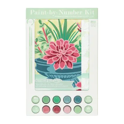 Succulents in Blue Planter Paint-by-Number Kit